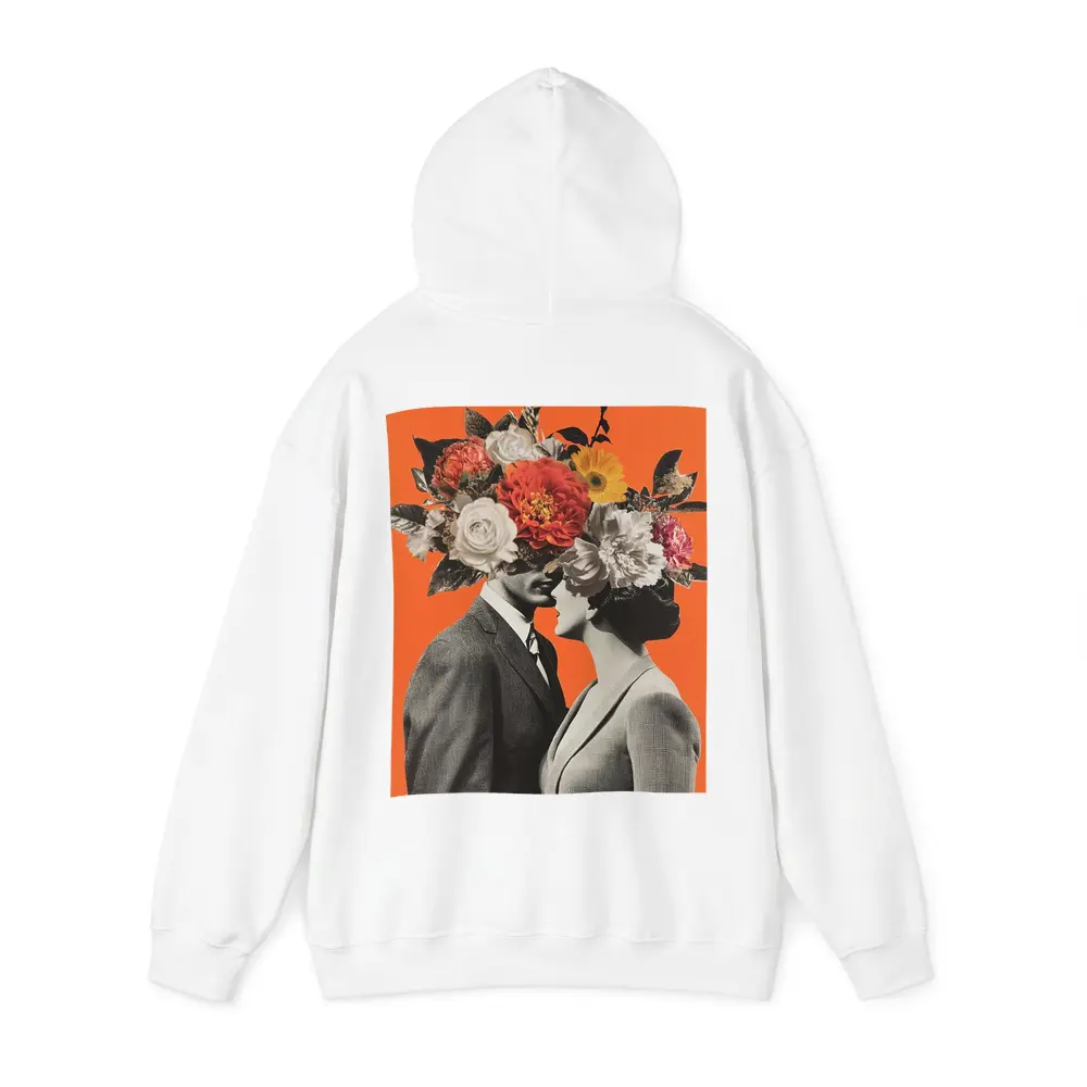 Floral Collage Couple Orange Background Art – Hoodies