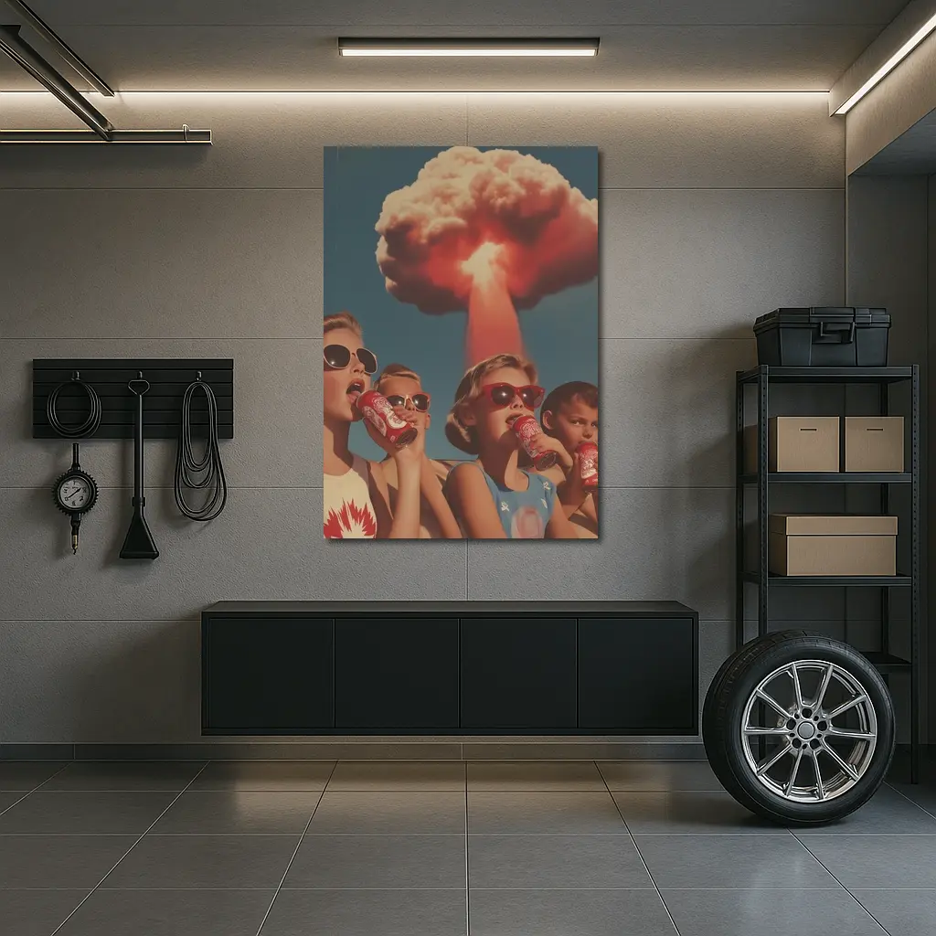 Retro Kids Soda Cans Nuclear Mushroom Cloud – Wall Art