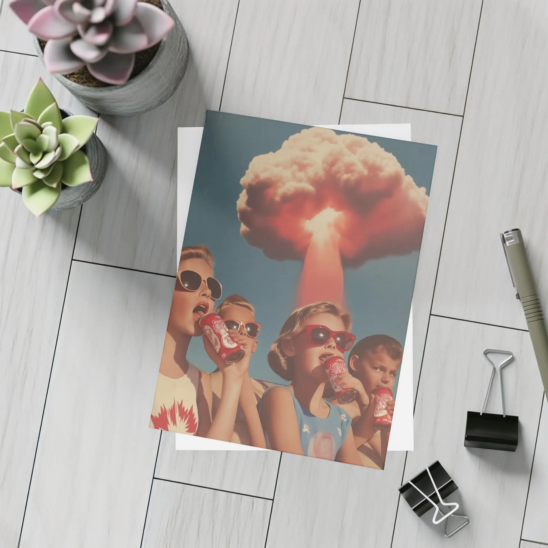 Retro Kids Soda Cans Nuclear Mushroom Cloud – Postcards