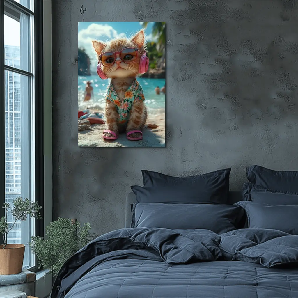 Cool Cat Beach Summer Tropical Vacation – Wall Art