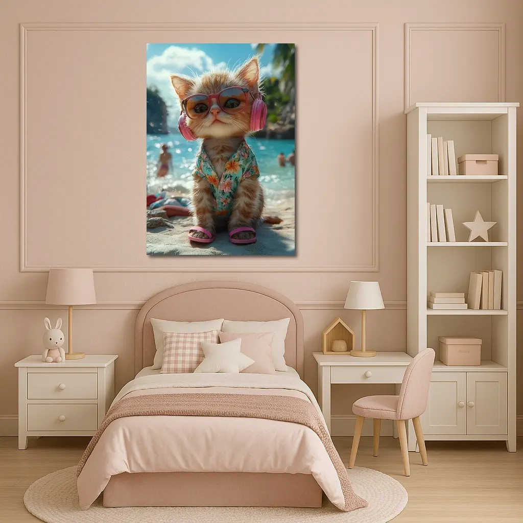 Cool Cat Beach Summer Tropical Vacation – Wall Art