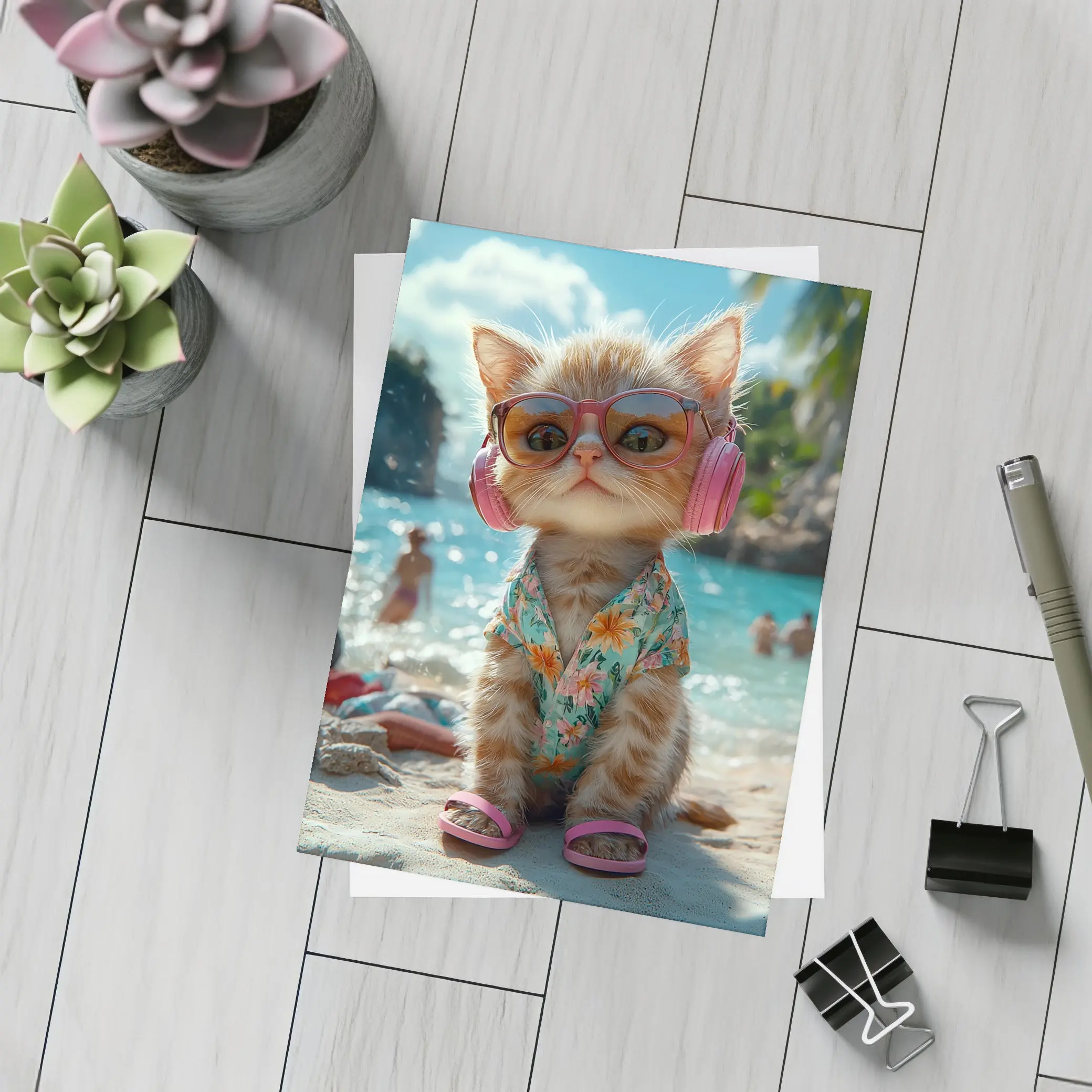 Cool Cat Beach Summer Tropical Vacation – Postcards