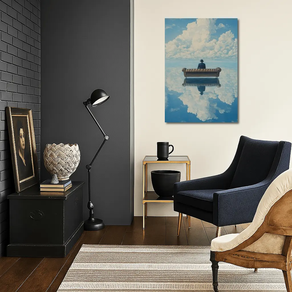 Man On Sofa Surreal Sky Reflection – Wall Art