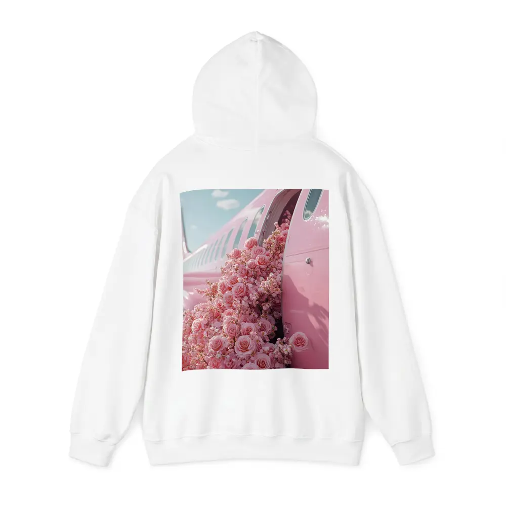 Pink Roses Overflowing From Airplane Door – Hoodies
