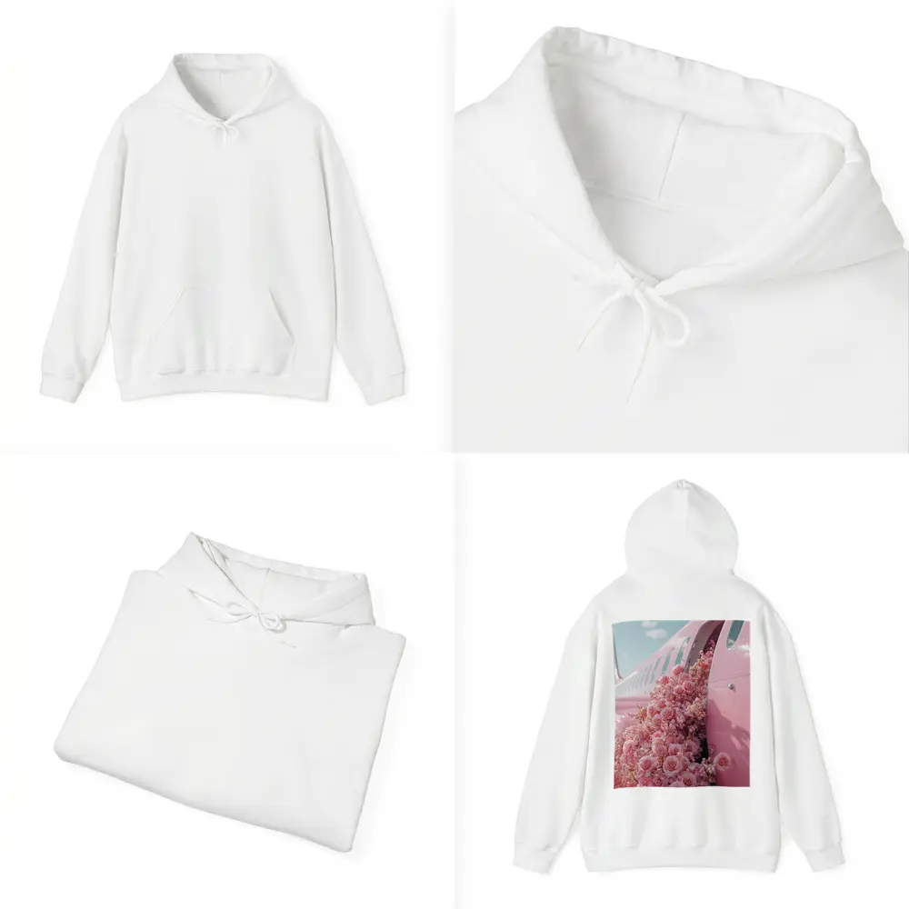 Pink Roses Overflowing From Airplane Door – Hoodies
