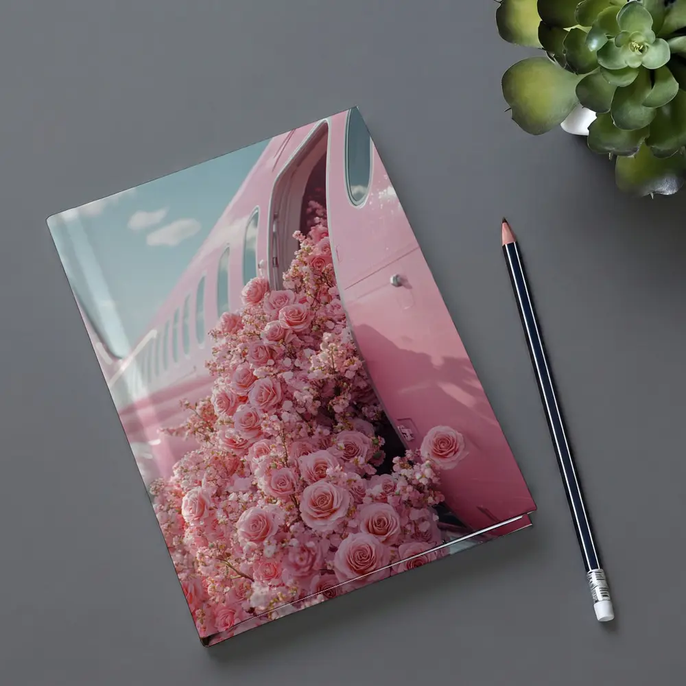 Pink Roses Overflowing From Airplane Door – Notebooks
