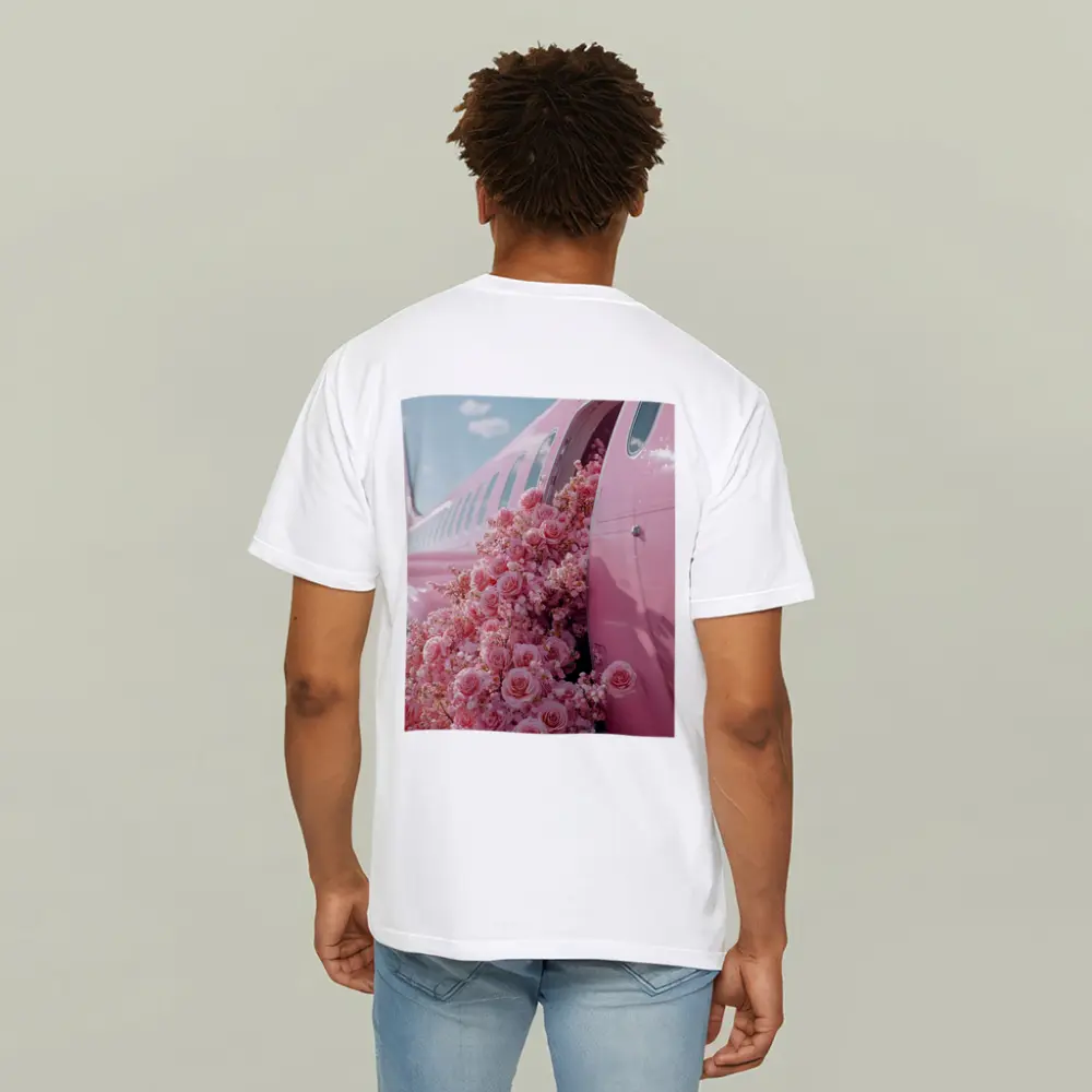 Pink Roses Overflowing From Airplane Door – T-Shirts