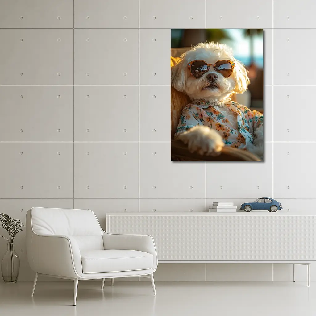 Shih Tzu Sunglasses Floral Shirt Beach Vibes – Wall Art