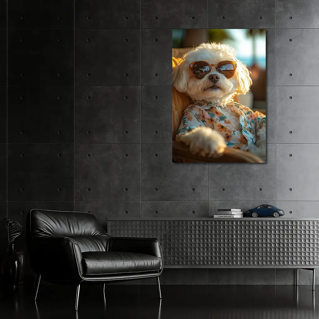 Shih Tzu Sunglasses Floral Shirt Beach Vibes – Wall Art