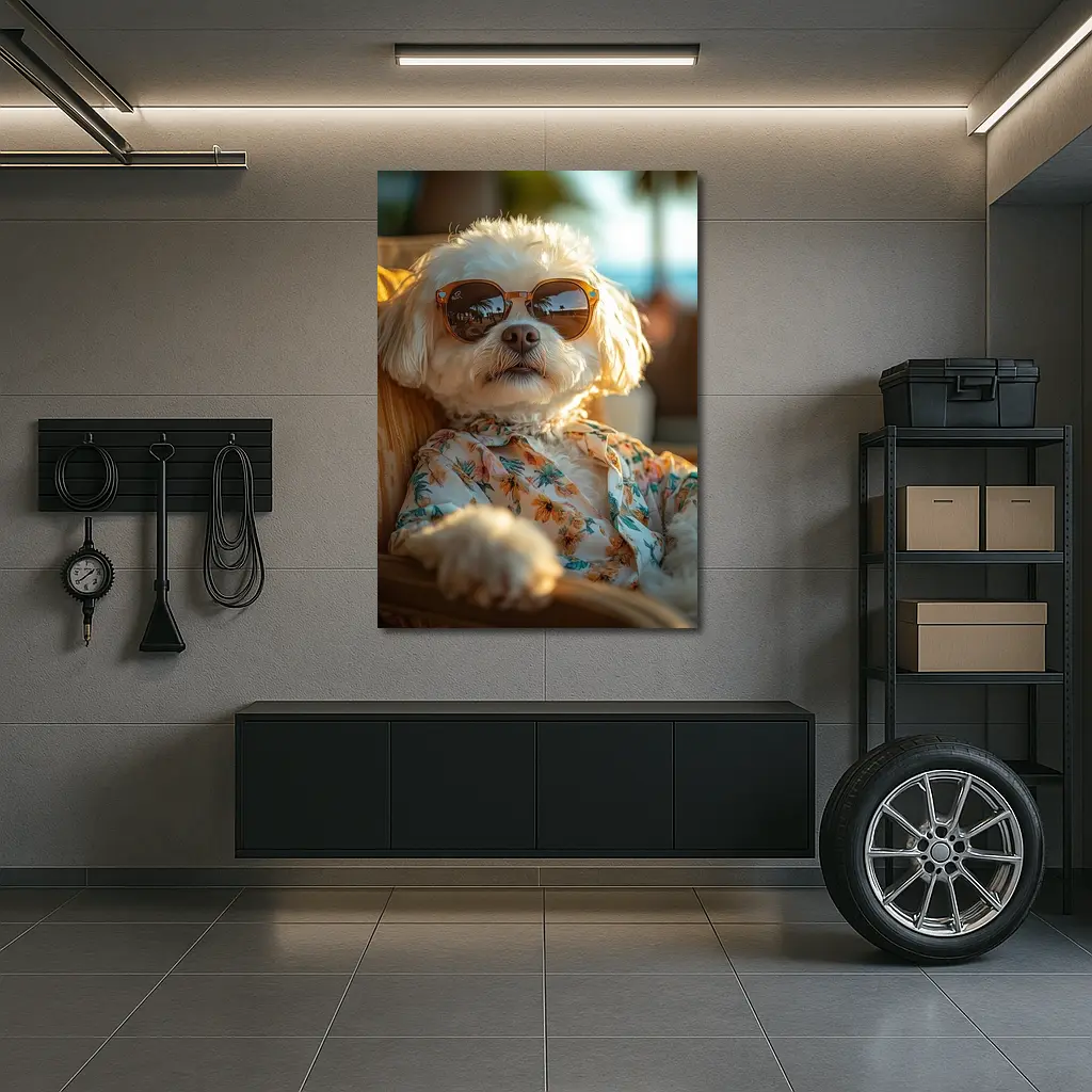 Shih Tzu Sunglasses Floral Shirt Beach Vibes – Wall Art