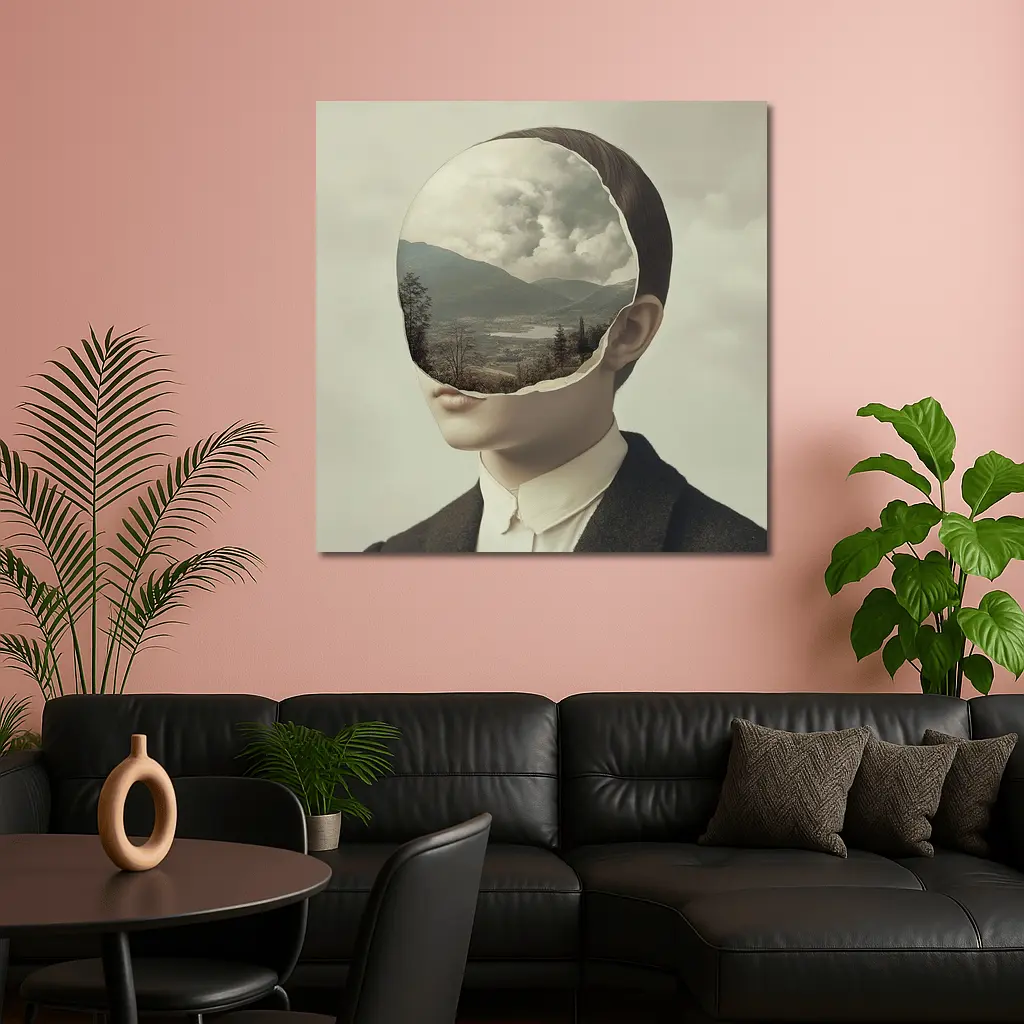 Surreal Portrait Figure Landscape Mountain Collage – Wall Art