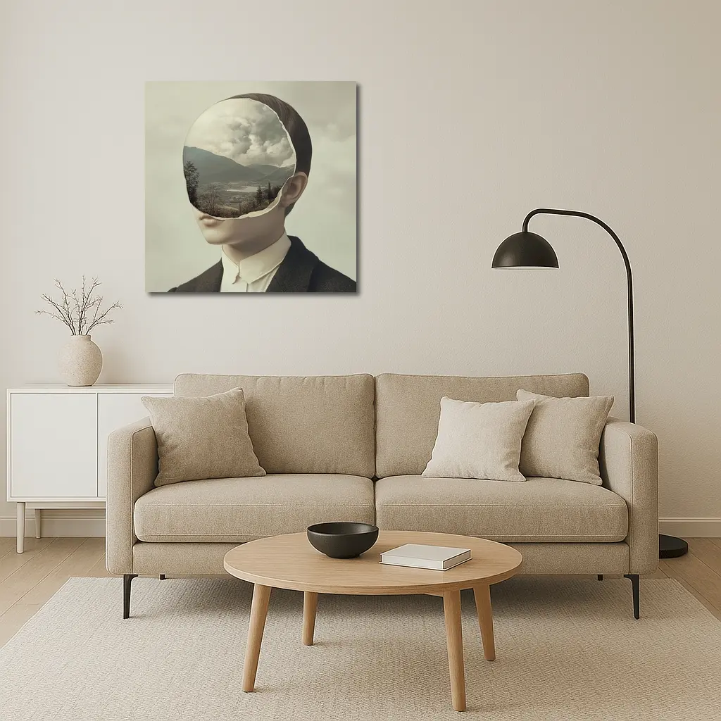 Surreal Portrait Figure Landscape Mountain Collage – Wall Art