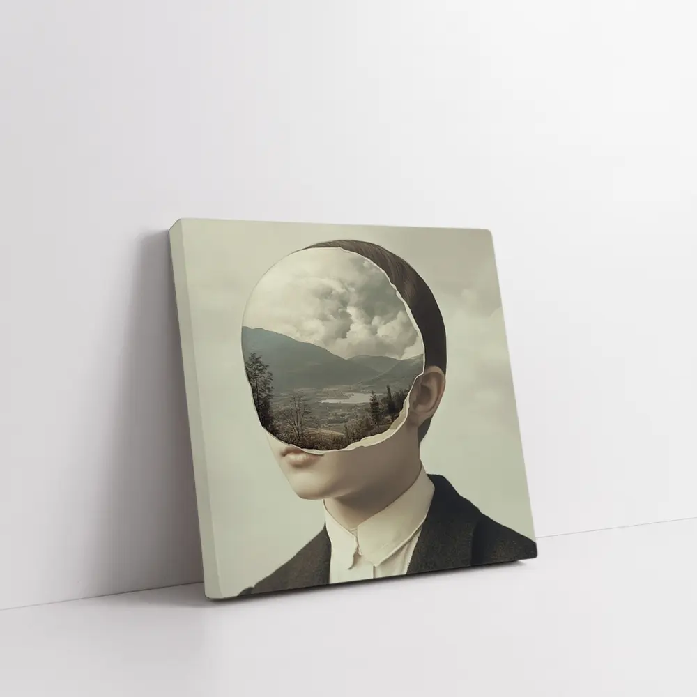 Surreal Portrait Figure Landscape Mountain Collage – Wall Art