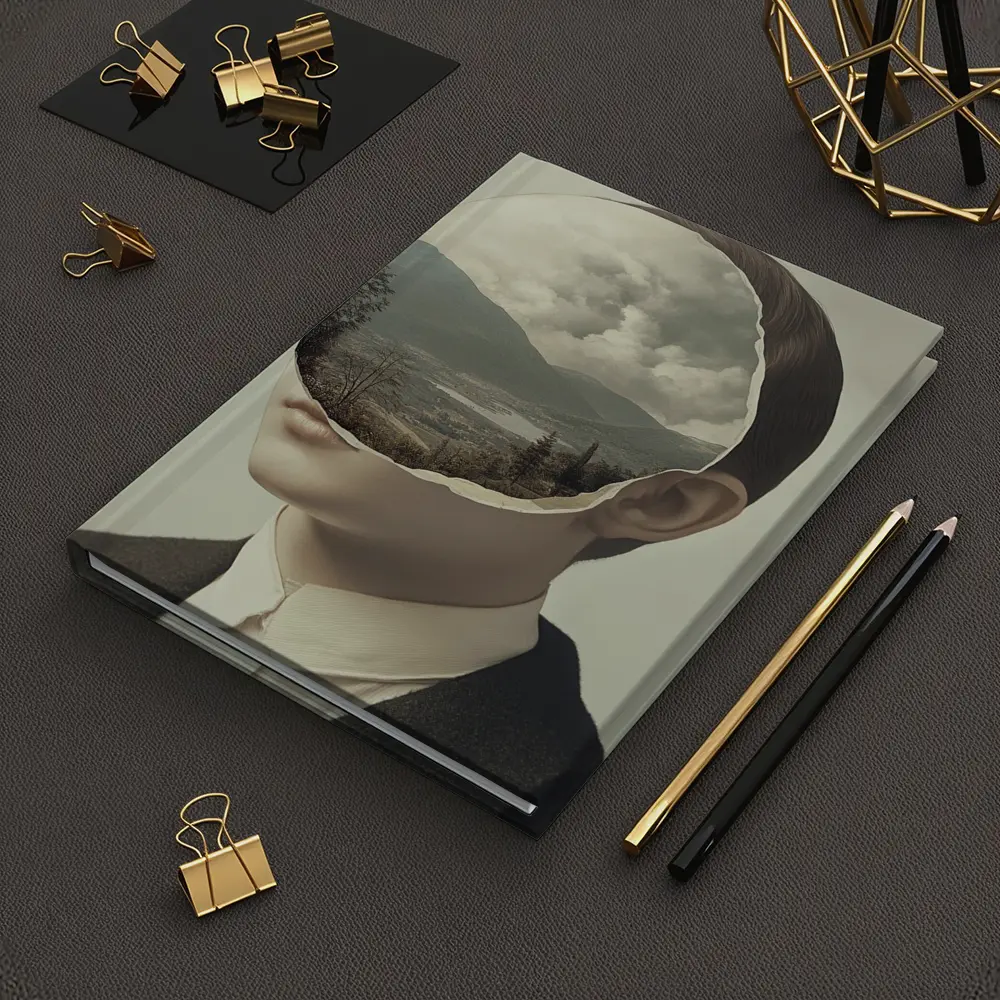 Surreal Portrait Figure Landscape Mountain Collage – Notebooks