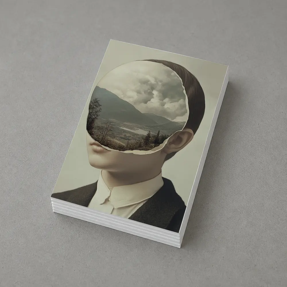 Surreal Portrait Figure Landscape Mountain Collage – Postcards