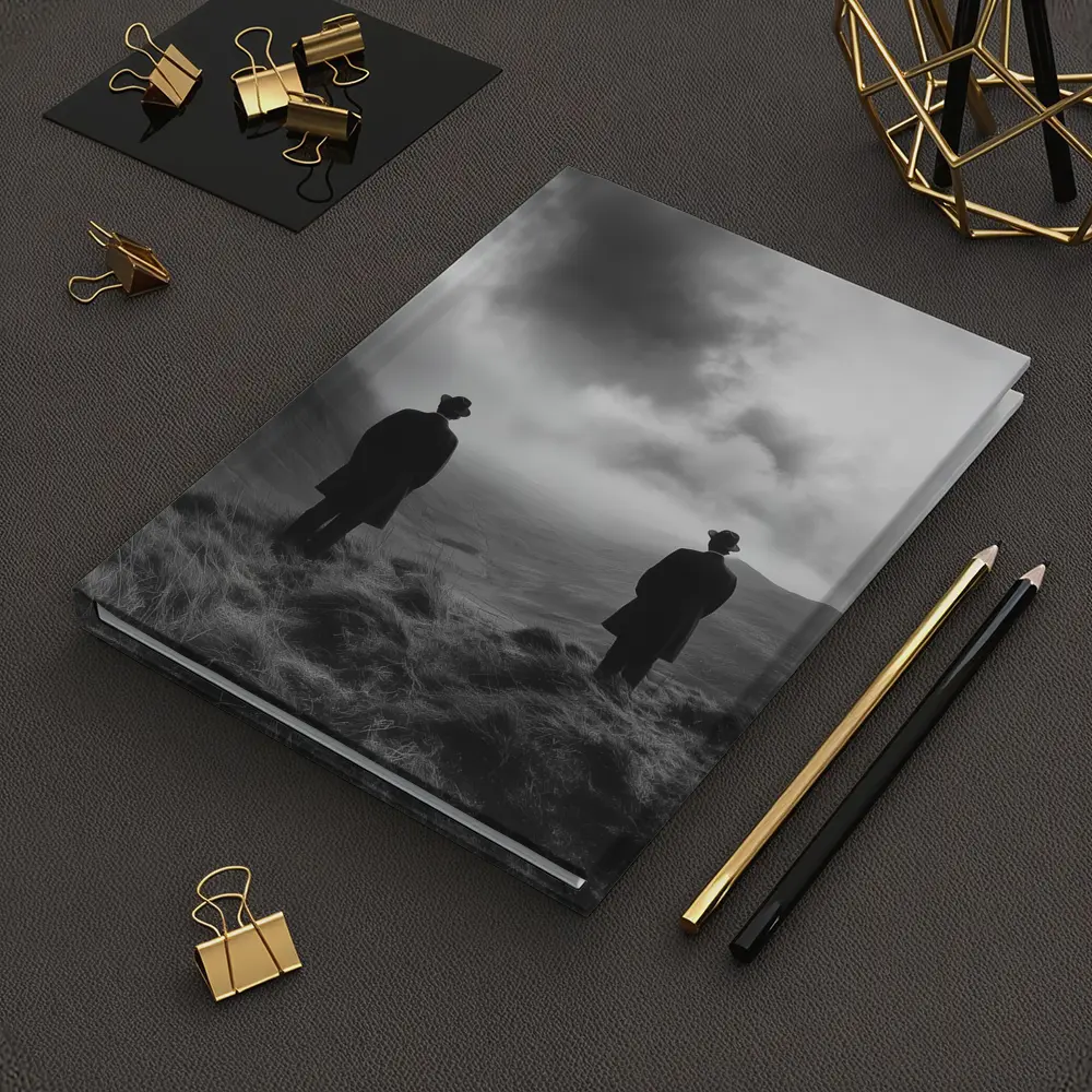 Two Men Standing on Misty Highland Hills – Notebooks