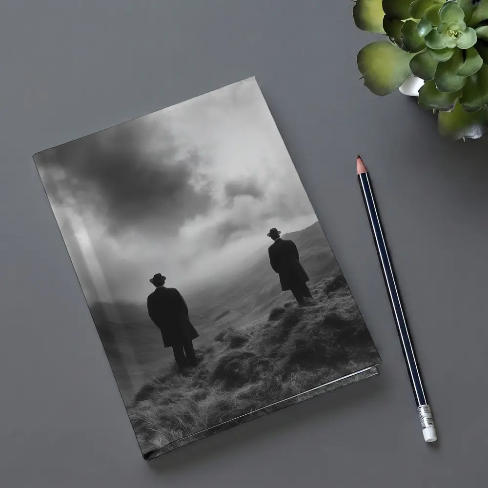 Two Men Standing on Misty Highland Hills – Notebooks