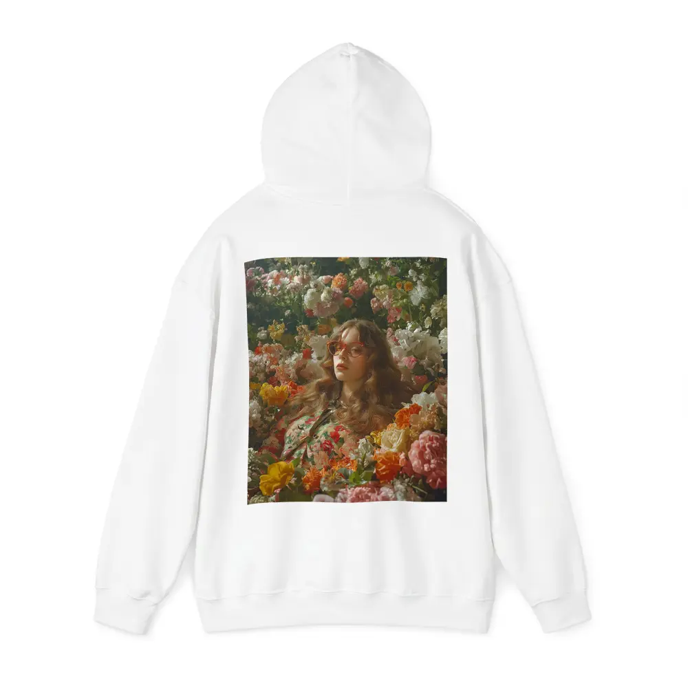 Woman Surrounded by Colorful Blooming Flowers Garden – Hoodies