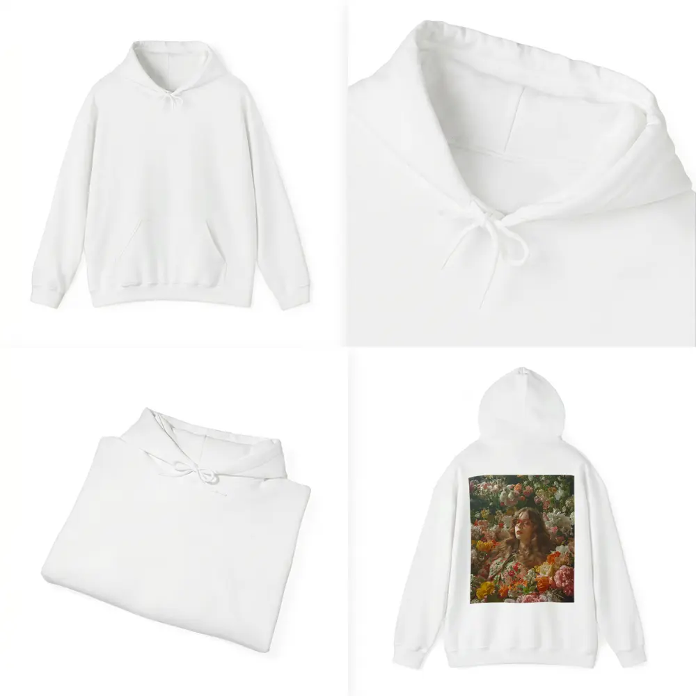 Woman Surrounded by Colorful Blooming Flowers Garden – Hoodies