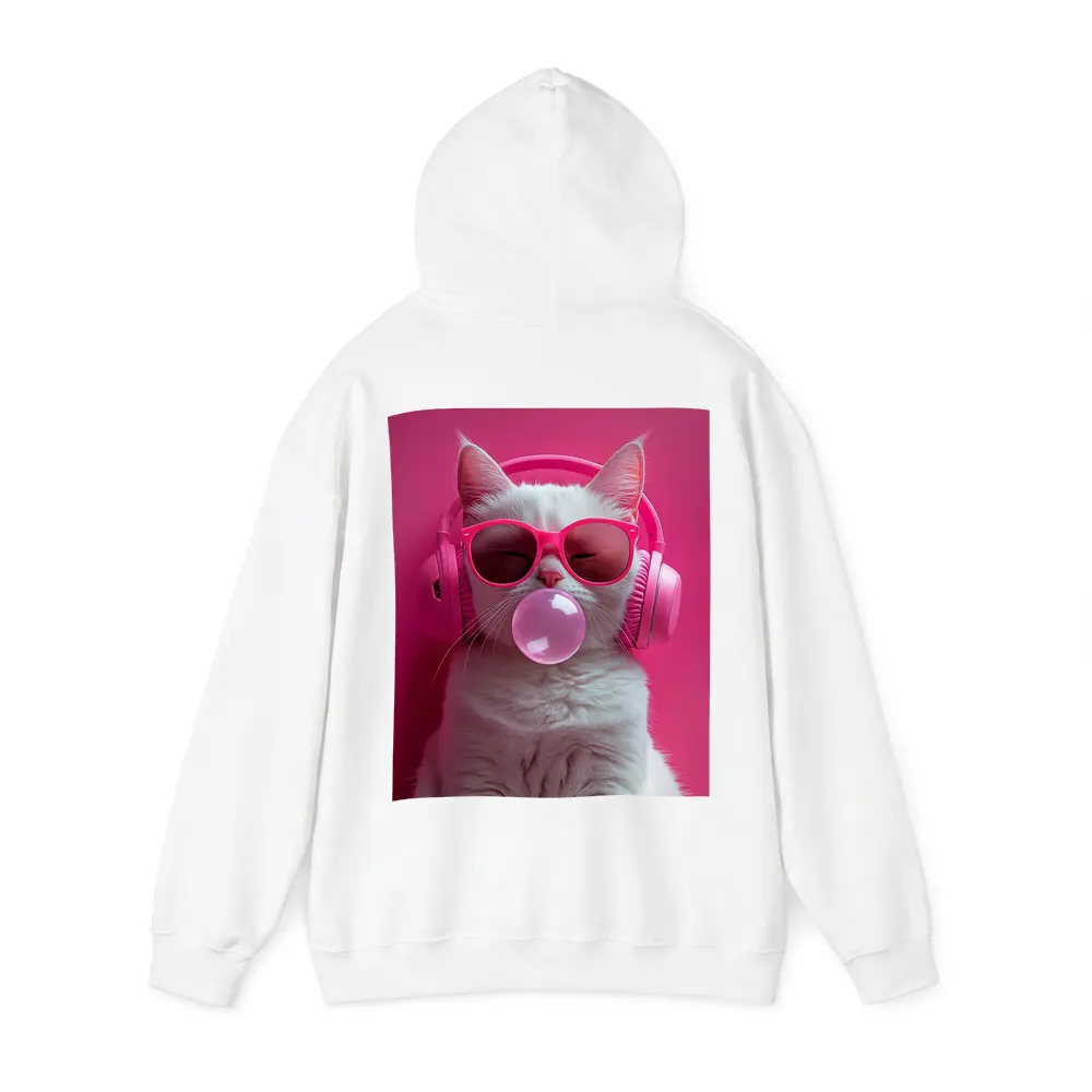 White Cat Pink Sunglasses Headphones Bubblegum – Hoodies