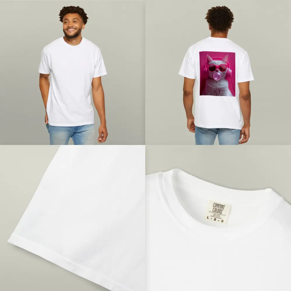 White Cat Pink Sunglasses Headphones Bubblegum – T-Shirts