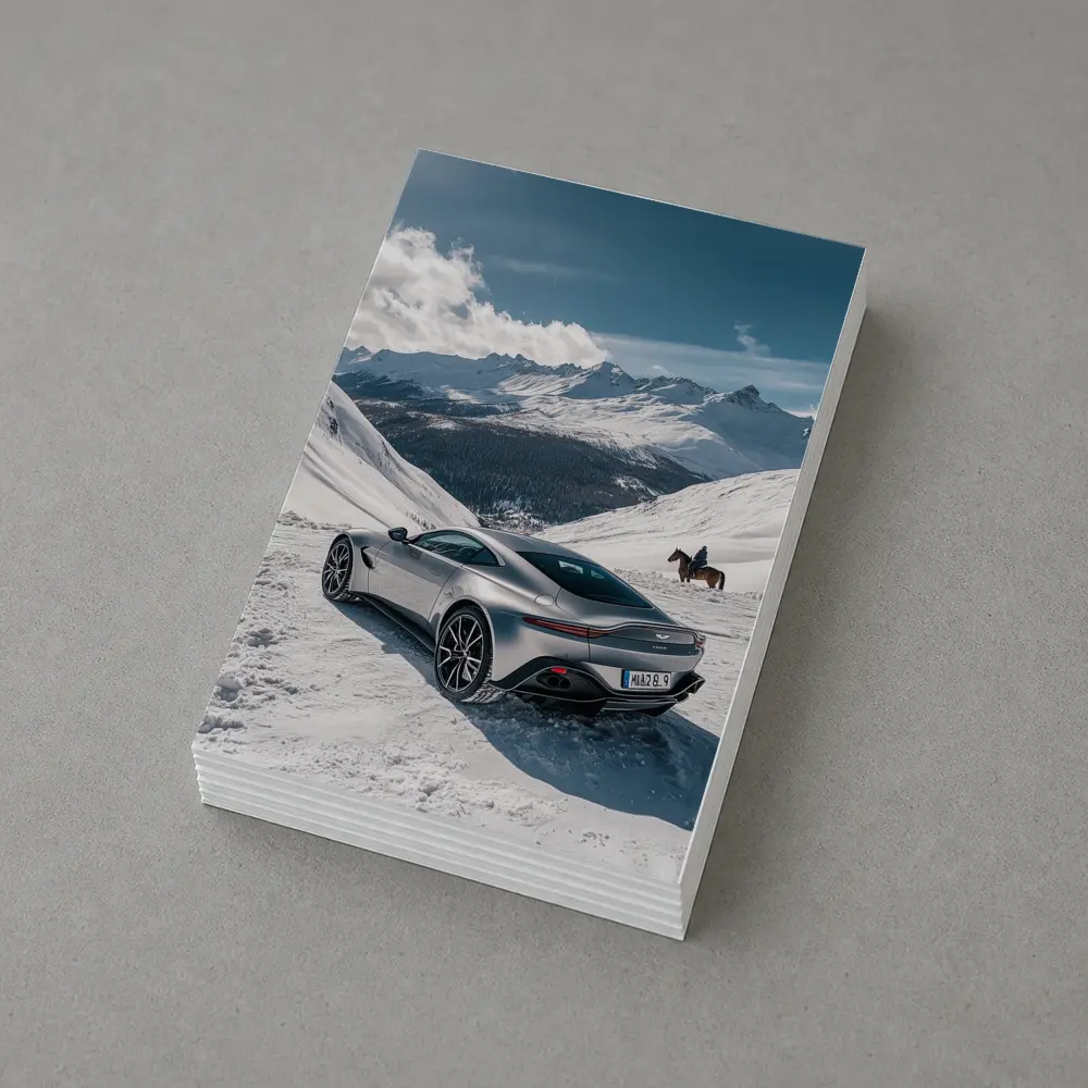 Aston Martin Vantage Silver Snow Mountain – Postcards