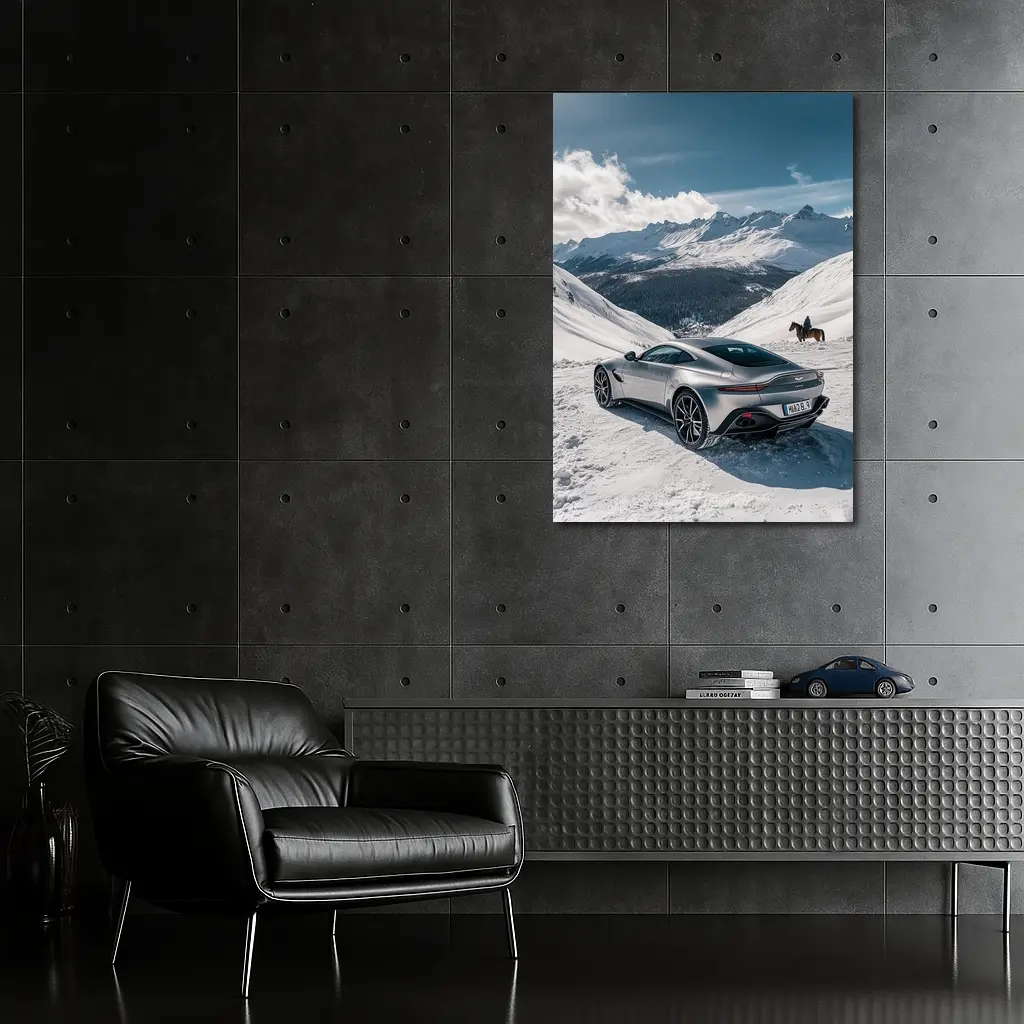 Aston Martin Vantage Silver Snow Mountain – Wall Art