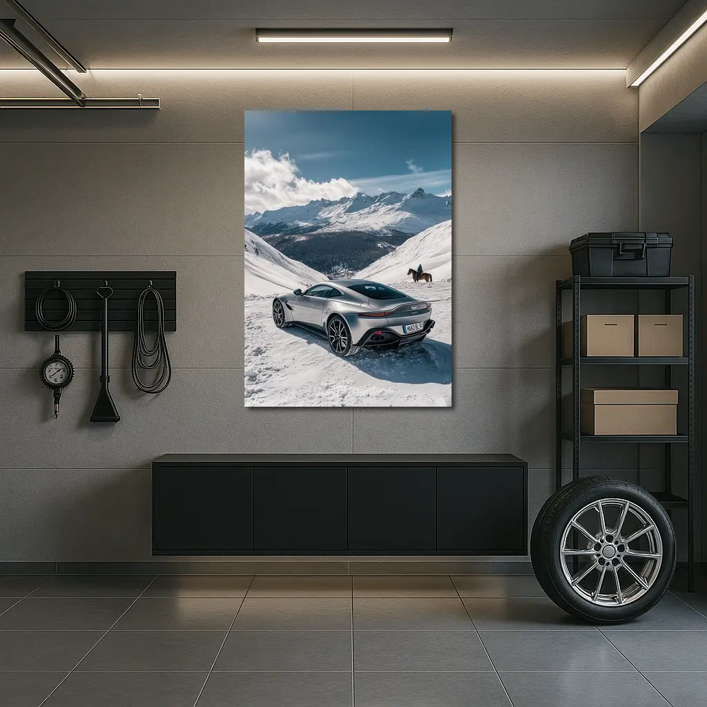 Aston Martin Vantage Silver Snow Mountain – Wall Art