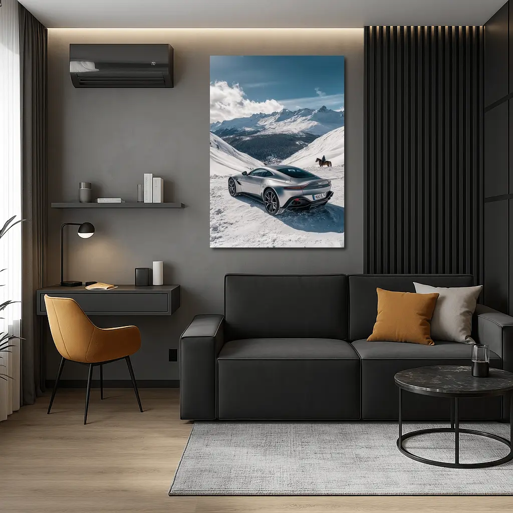 Aston Martin Vantage Silver Snow Mountain – Wall Art