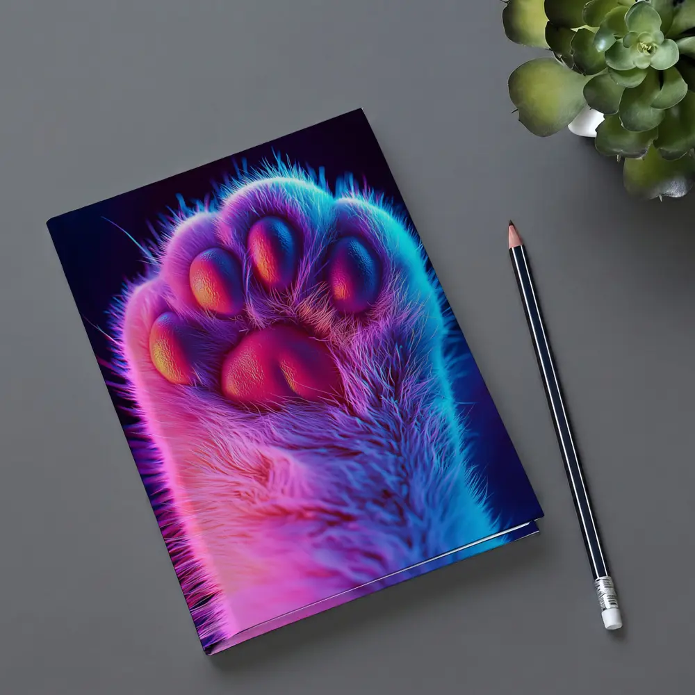 Neon Cat Paw Close Up Purple Pink – Notebooks