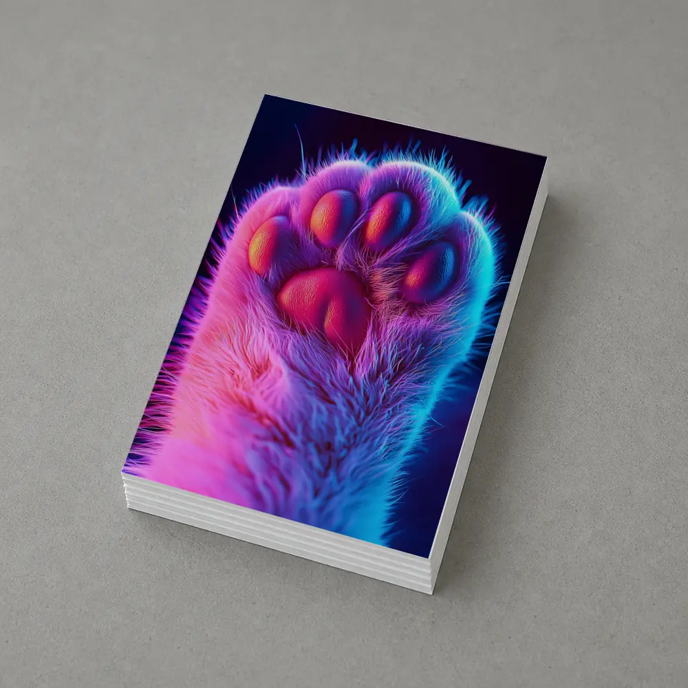 Neon Cat Paw Close Up Purple Pink – Postcards