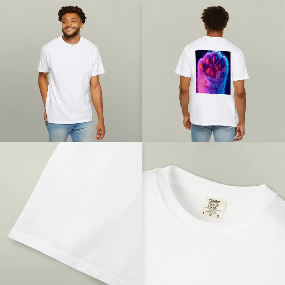 Neon Cat Paw Close Up Purple Pink – T-Shirts