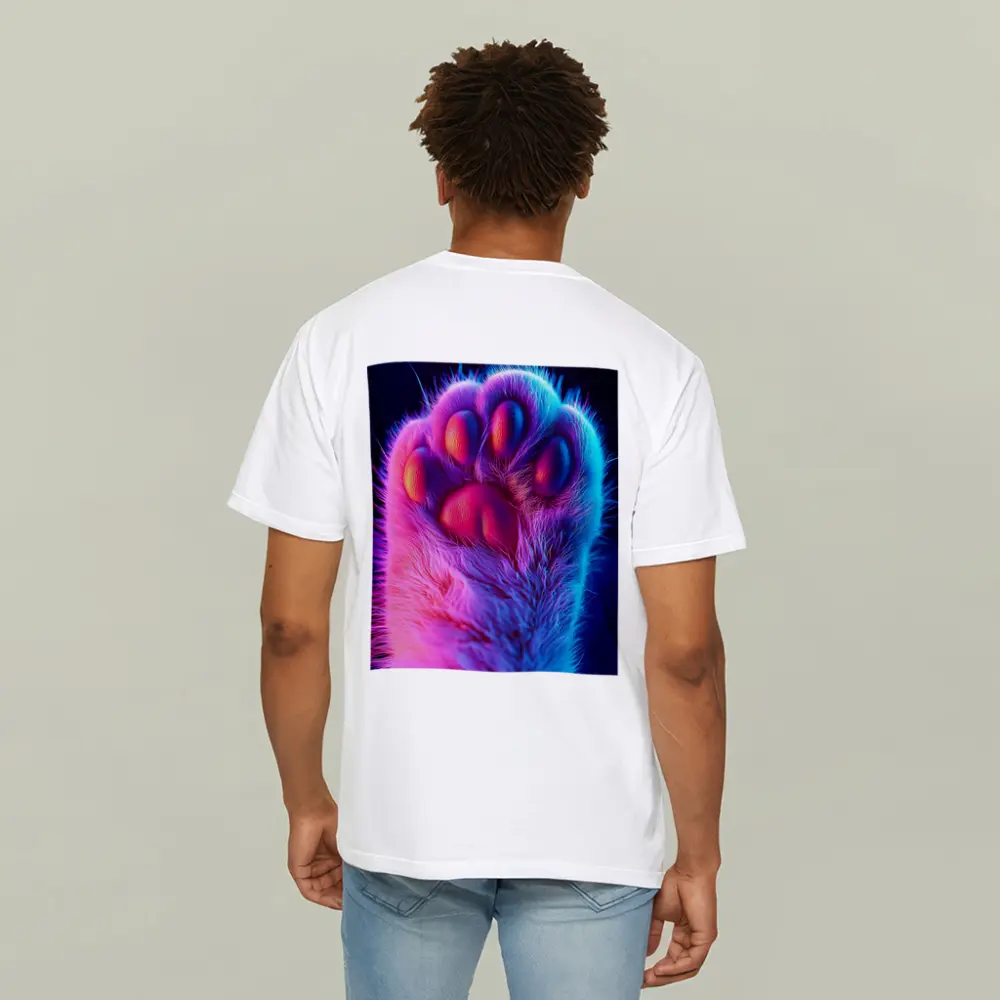 Neon Cat Paw Close Up Purple Pink – T-Shirts