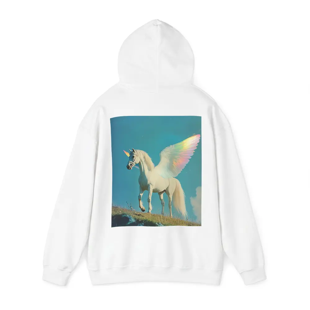 White Unicorn Rainbow Wings Blue Sky – Hoodies