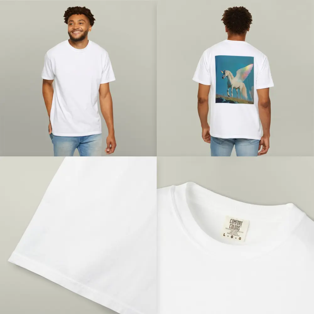 White Unicorn Rainbow Wings Blue Sky – T-Shirts