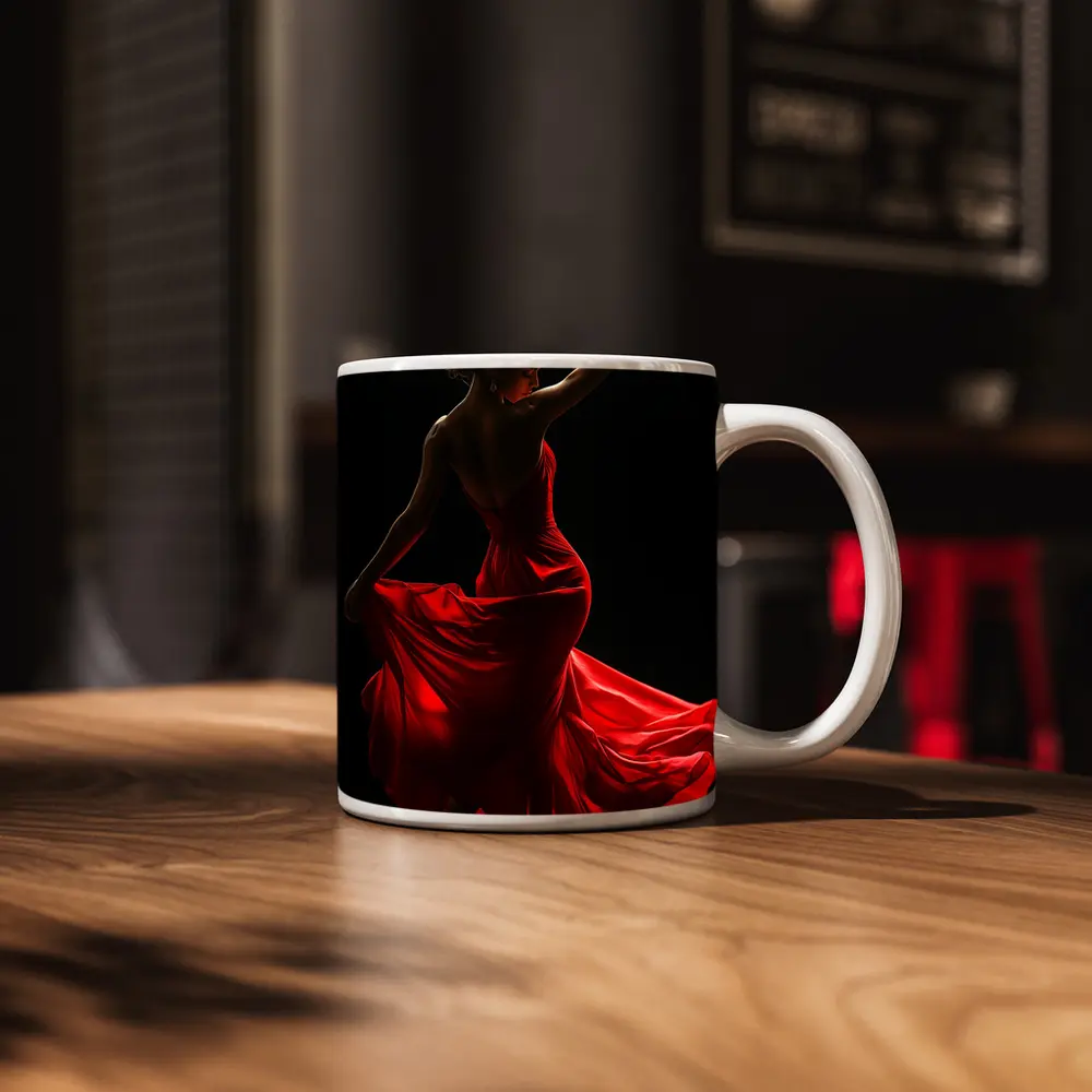 Flamenco Dancer Red Dress Dark Background – Mugs