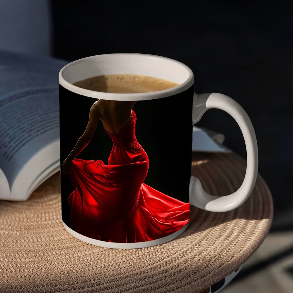 Flamenco Dancer Red Dress Dark Background – Mugs