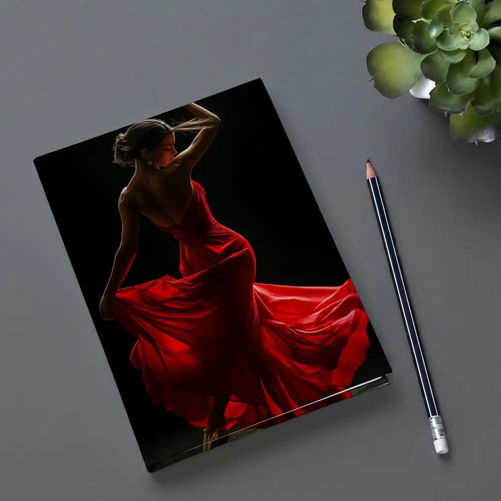 Flamenco Dancer Red Dress Dark Background – Notebooks
