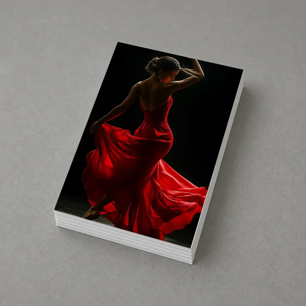 Flamenco Dancer Red Dress Dark Background – Postcards