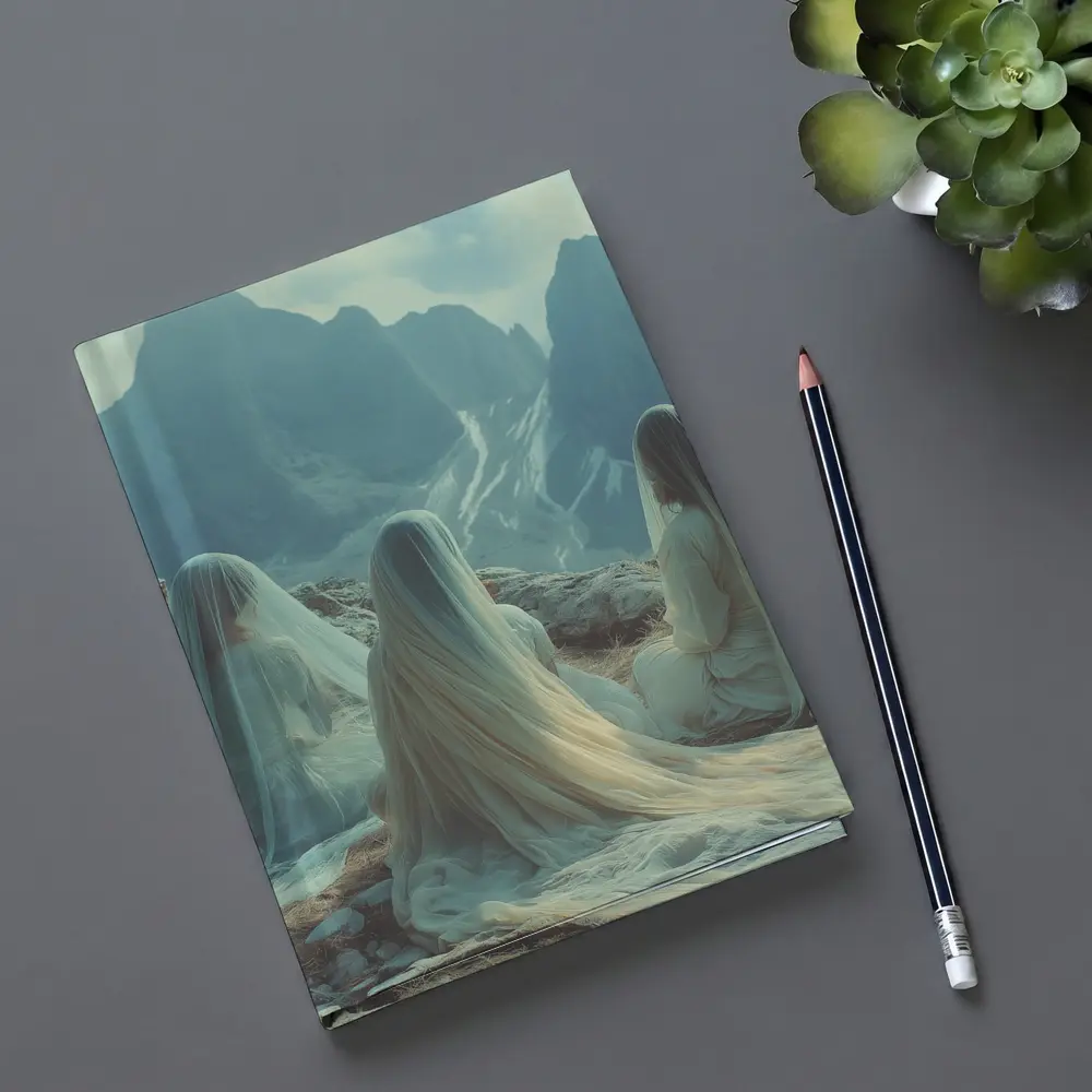 Three Veiled Women Sitting Before Mountains – Notebooks