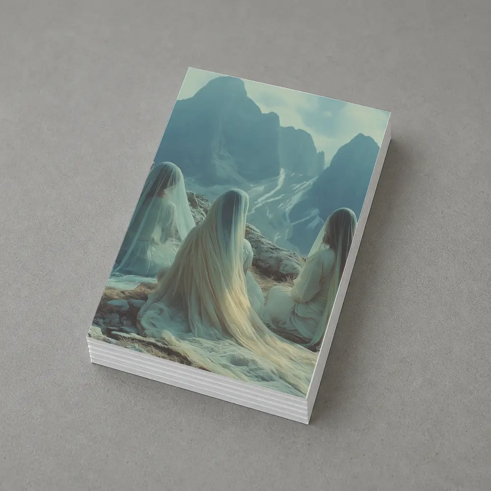 Three Veiled Women Sitting Before Mountains – Postcards