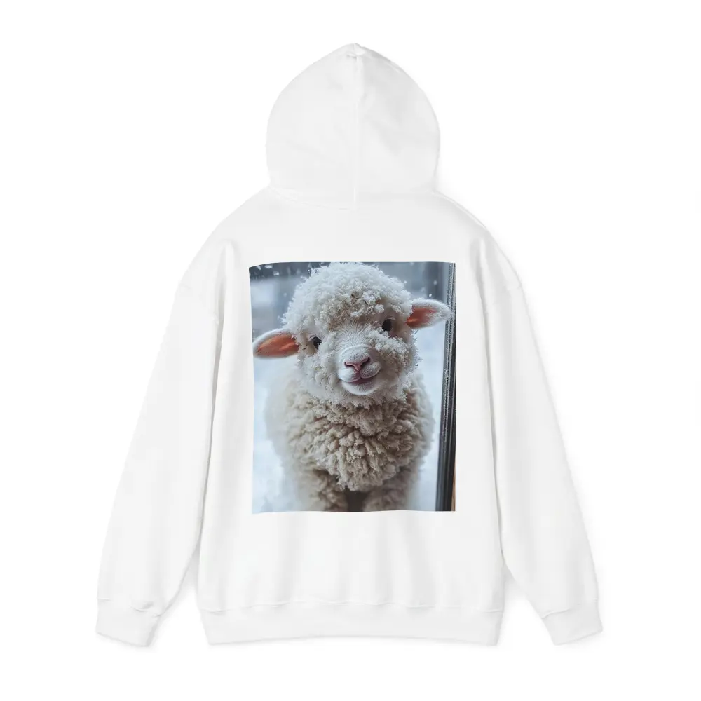 Fluffy White Lamb Standing In Winter Snow – Hoodies