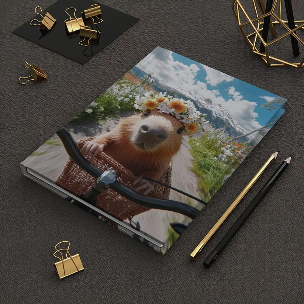 Capybara Flower Crown Bicycle Mountain Meadow – Notebooks