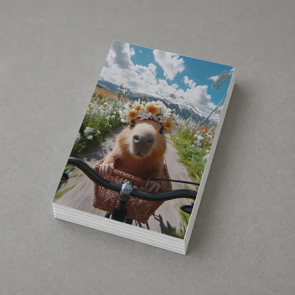 Capybara Flower Crown Bicycle Mountain Meadow – Postcards