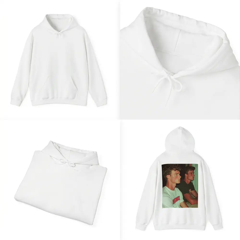Two Young Men Sitting Together Indoors – Hoodies