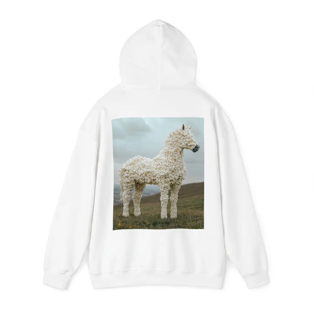 Popcorn Horse Sculpture Standing On Green Hills – Hoodies
