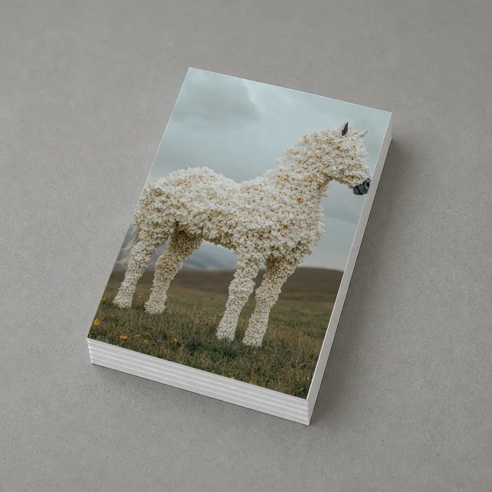 Popcorn Horse Sculpture Standing On Green Hills – Postcards