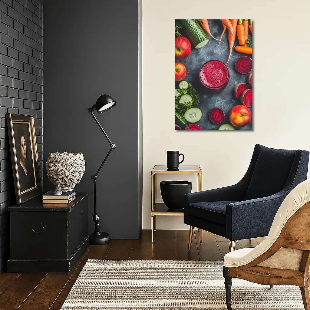 Beet Juice Glass Fresh Vegetables Dark Background – Wall Art