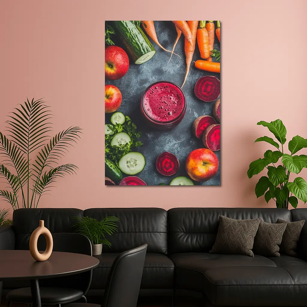 Beet Juice Glass Fresh Vegetables Dark Background – Wall Art