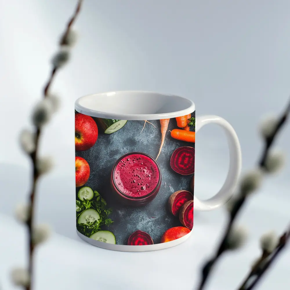 Beet Juice Glass Fresh Vegetables Dark Background – Mugs